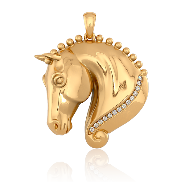 Diamond Braided Horse Head Equestrian Pendant Necklace for Horse Lovers
