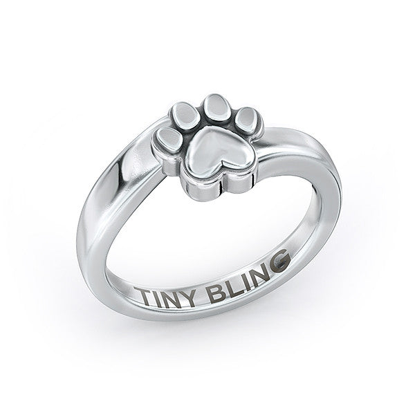 Hailey Bypass Paw Print Ring - TINY BLING