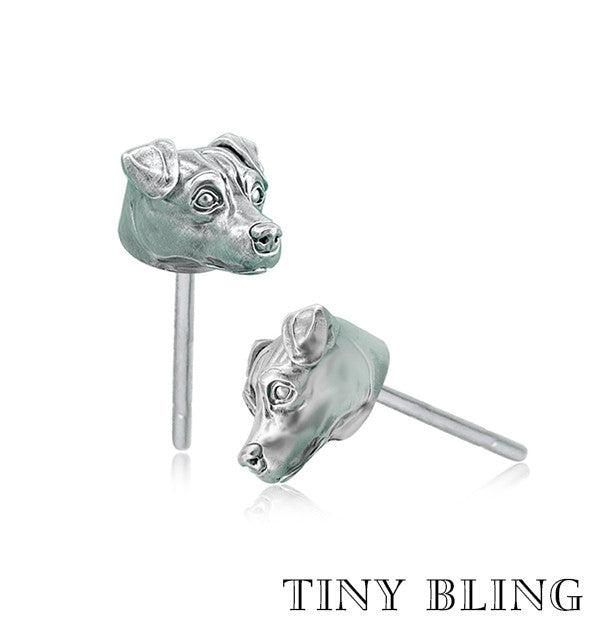 Jack Russell Face Earring Studs - TINY BLING