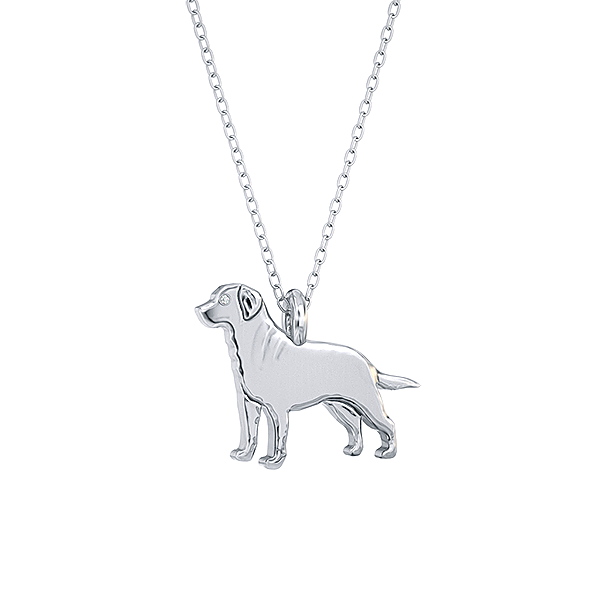Labrador Retriever Mini Pups Diamond Necklace- sterling silver