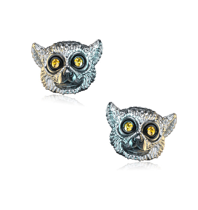 Ring-Tailed Lemur Diamond Earring Studs