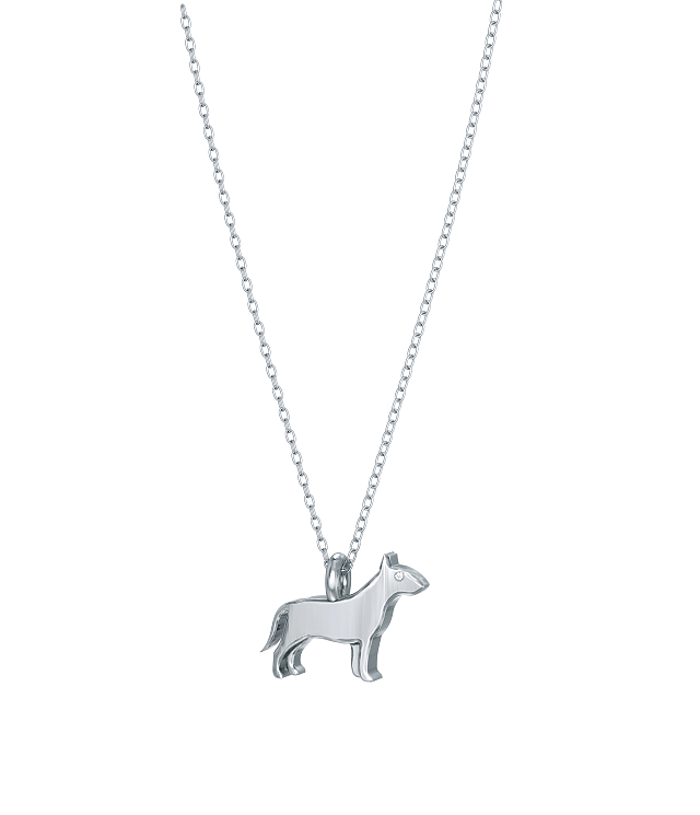 Bull Terrier Mini Pups Diamond Necklace wg