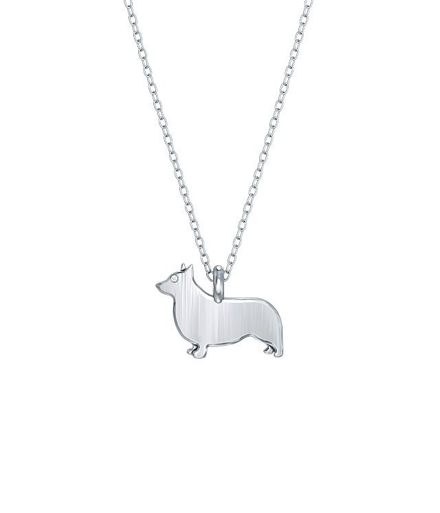 Corgi Mini Pups Diamond Necklace Silver