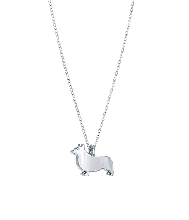 Corgi Mini Pups Diamond Necklace WG