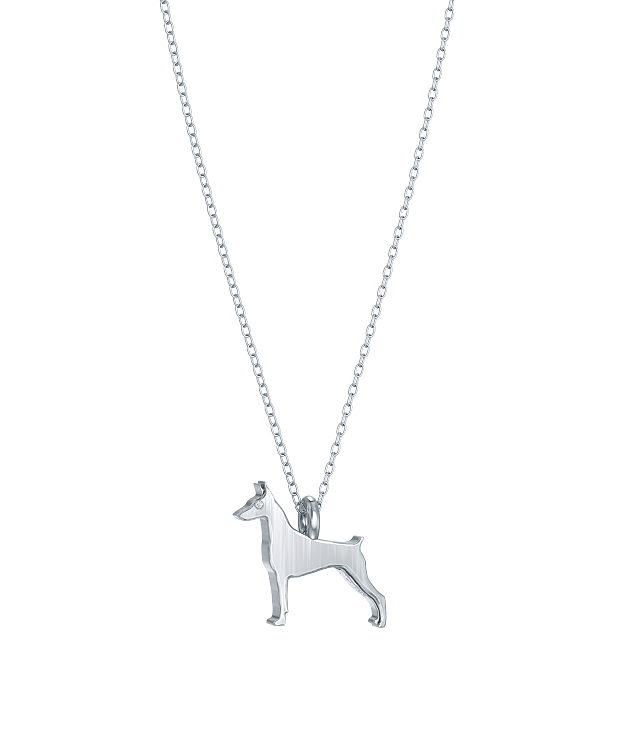 Doberman Pinscher Mini Pups Diamond Necklace wg