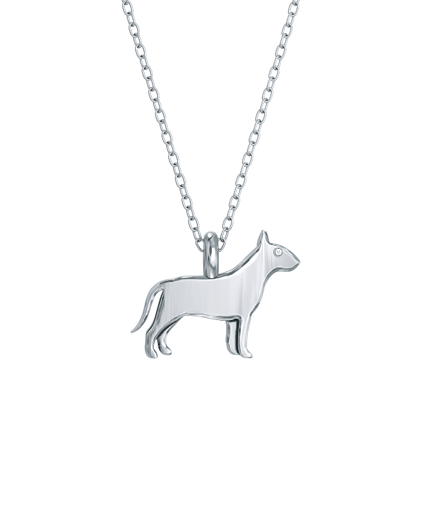 Bull Terrier Mini Pups Diamond Necklace silver
