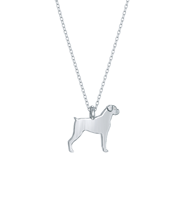 Boxer Mini Pups Diamond Necklace silver