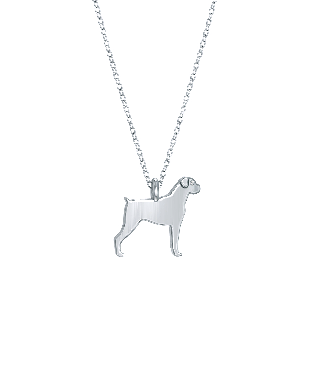 Boxer Mini Pups Diamond Necklace silver