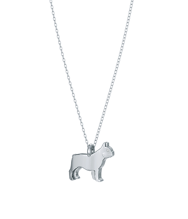 French Bulldog Mini Pups Diamond Necklace wg