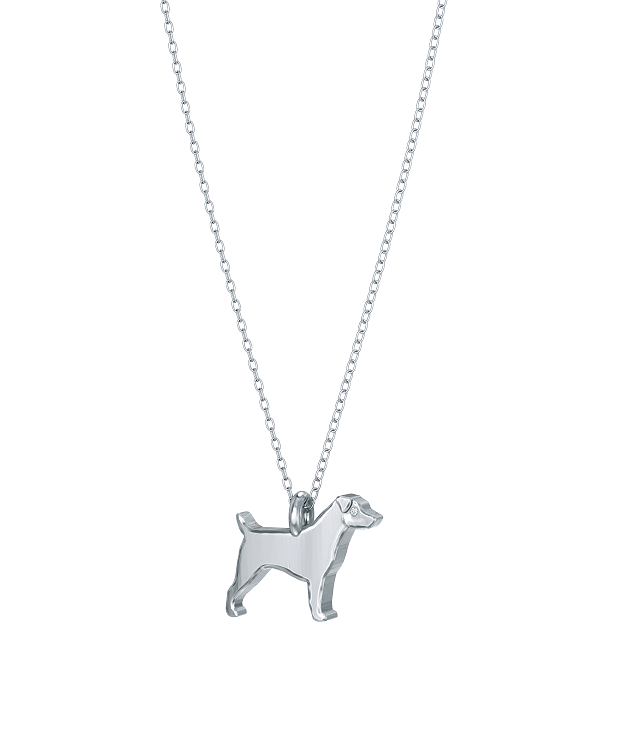 Jack Russell Mini Pups Diamond Necklace wg