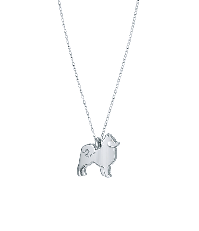 Pomeranian Mini Pups Diamond Necklace wg