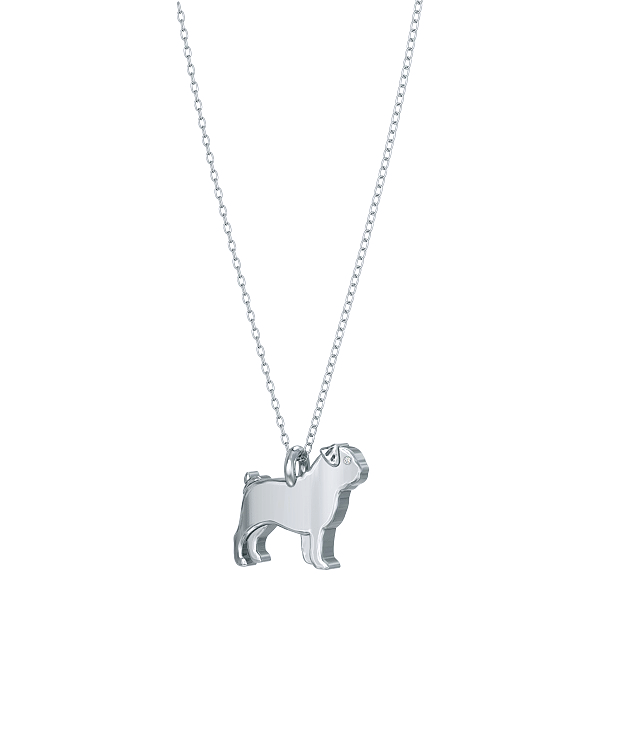 Pug Mini Pups Diamond Necklace wg