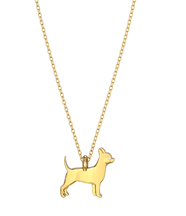 Chihuahua Mini Pups Diamond Necklace yg