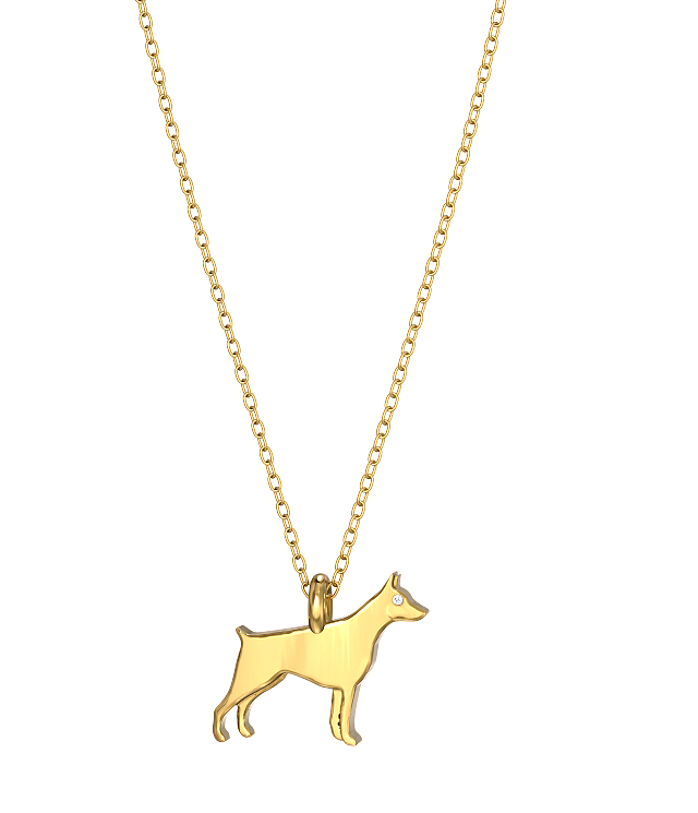 Miniature Doberman Pinscher Mini Pups Diamond Necklace yg