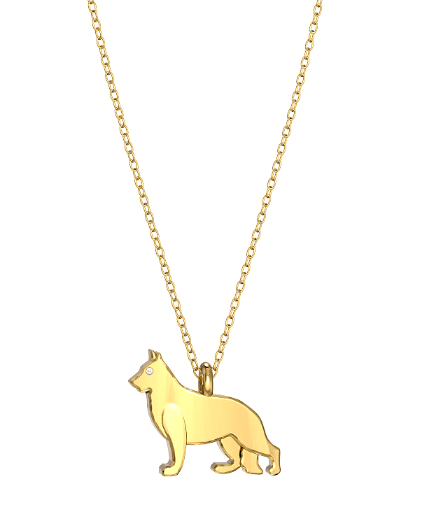 German Shepherd Mini Pups Diamond Necklace yg