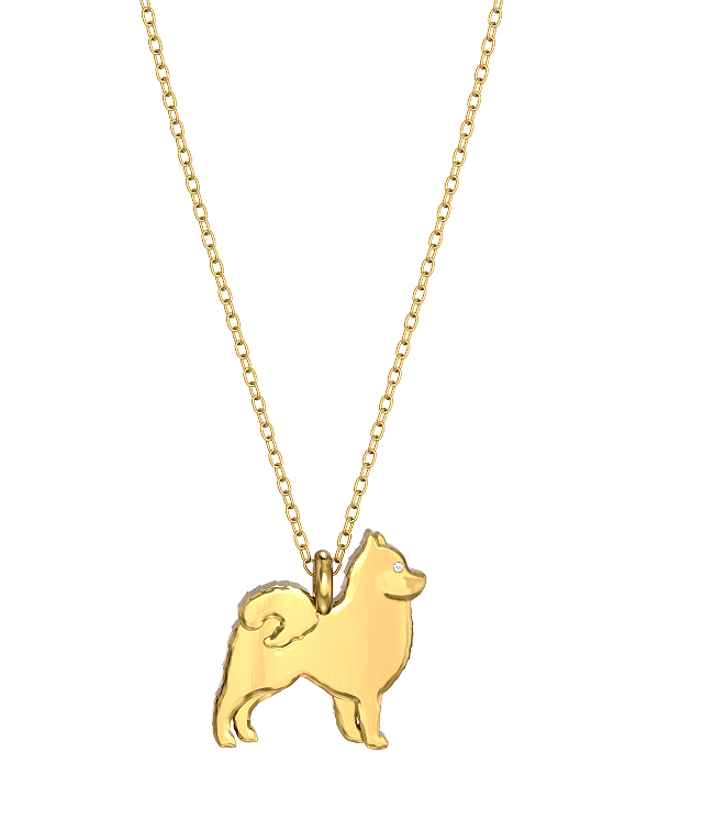 Pomeranian Mini Pups Diamond Necklace yg