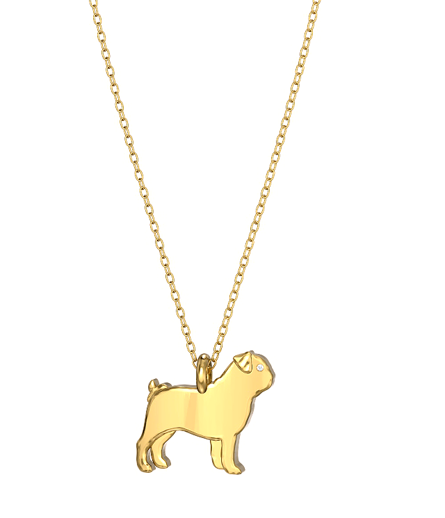 Pug Mini Pups Diamond Necklace yg