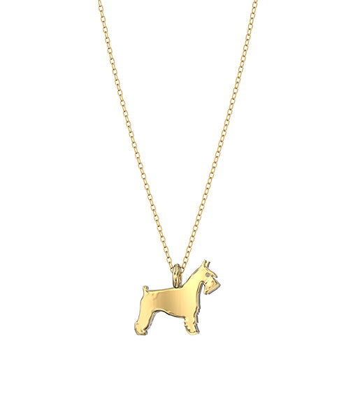 Miniture  Schnauzer Mini Pups  Diamond Necklace 14k Gold