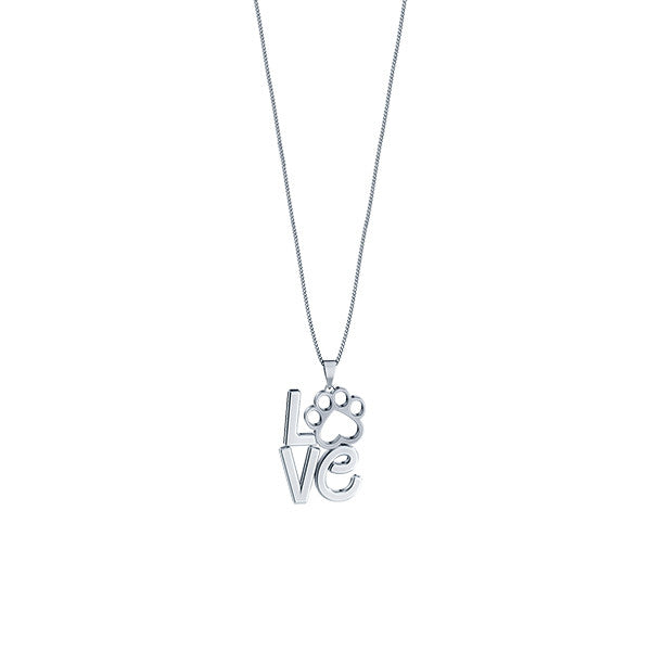 Love Heart Paw Print Pendant - TINY BLING