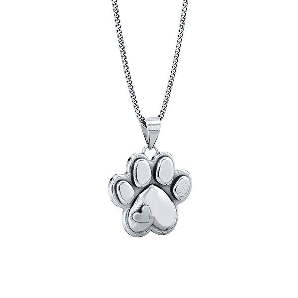 Mini Love Heart Paw Print Necklace - TINY BLING