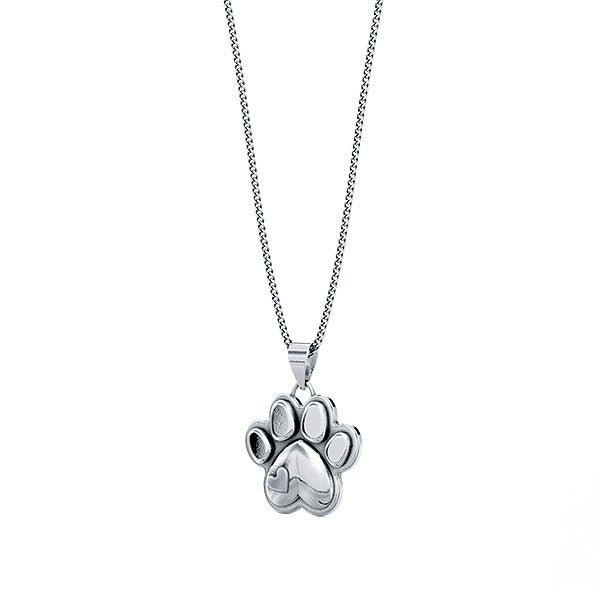 Mini Love Heart Paw Print Necklace - TINY BLING