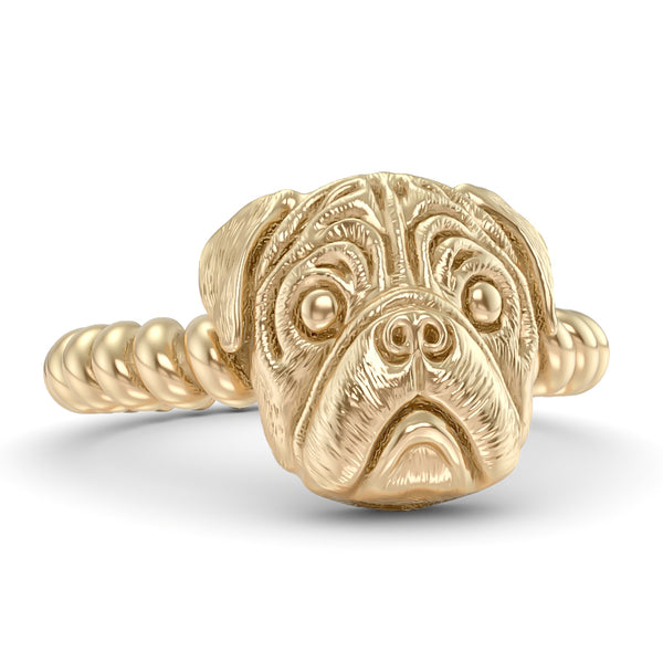 PUG Breed Jewelry Twisted Wire Rope Ring