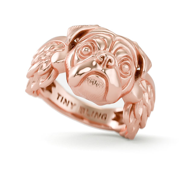 Pug Angel Wings Memorial Ring