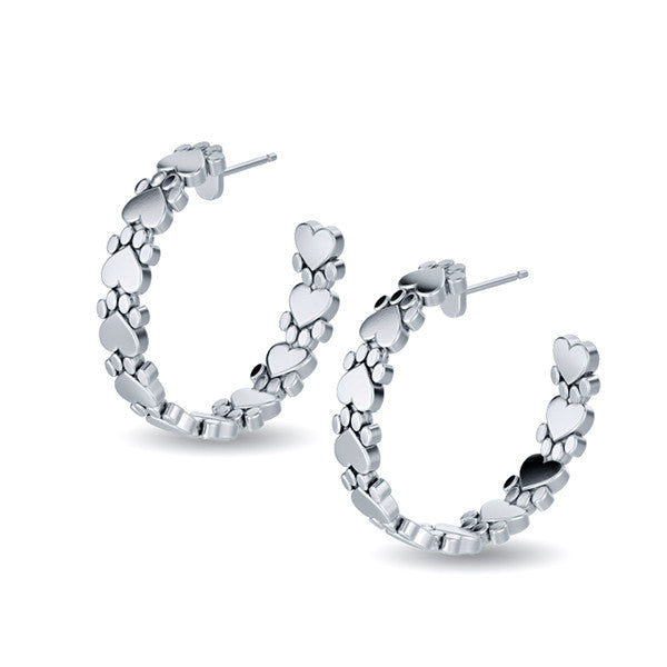 Paw Print Hoop Earrings - TINY BLING