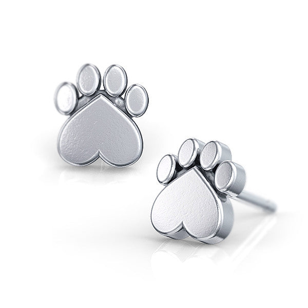 Paw Print Puppy Stud Earrings - TINY BLING