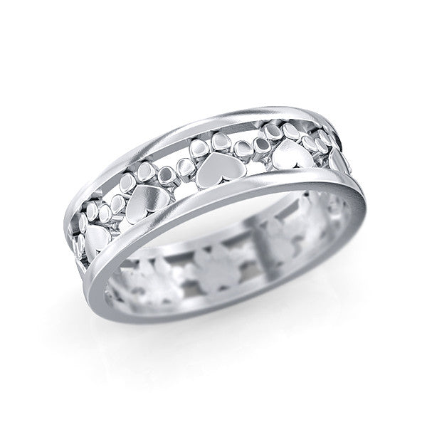 Paw Prints and Hearts Loop Eternity Band - TINY BLING