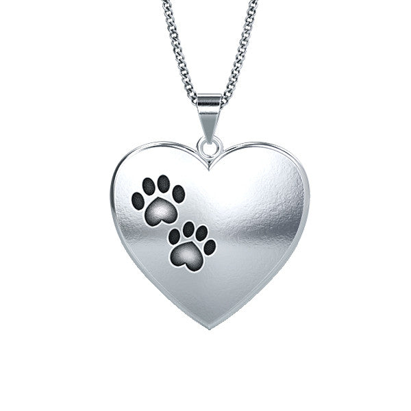 Plush Heart Paw Print Necklace - TINY BLING