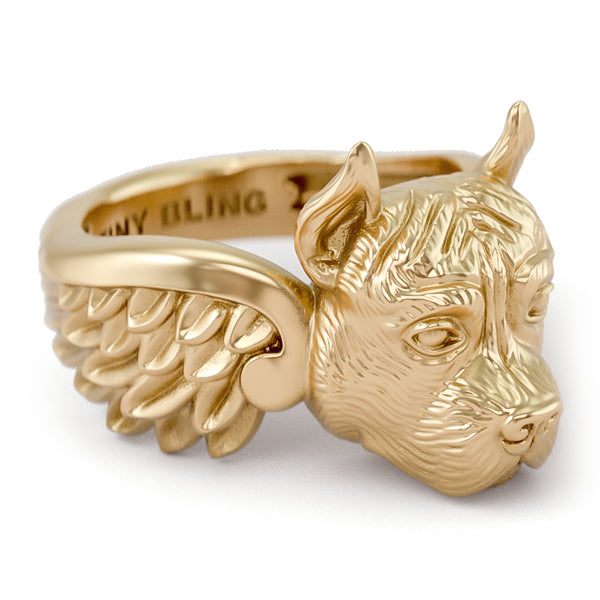 Pit Bull (cropped) Angel Wings Memorial Ring