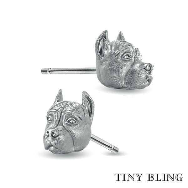 PIT BULL ( cropped ears) Earring Studs - TINY BLING