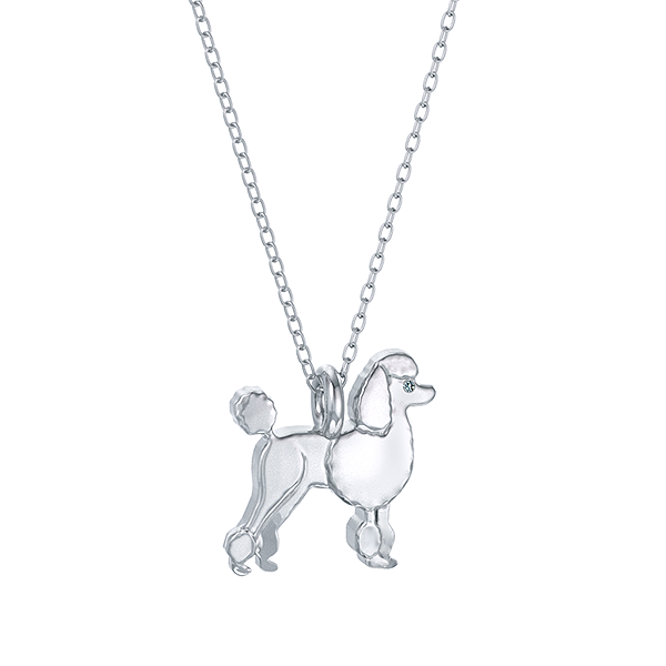 Poodle Mini Pups  Diamond Necklace-Sterling Silver