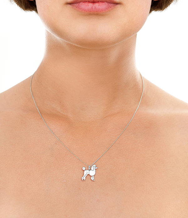 Poodle Mini Pups  Diamond Necklace-