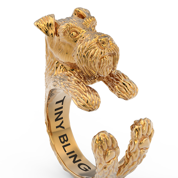 Miniature Schnauzer Breed Jewelry Cuddle Wrap Ring - TINY BLING