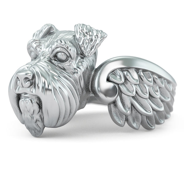 Miniature Schnauzers Angel Wings Memorial Ring