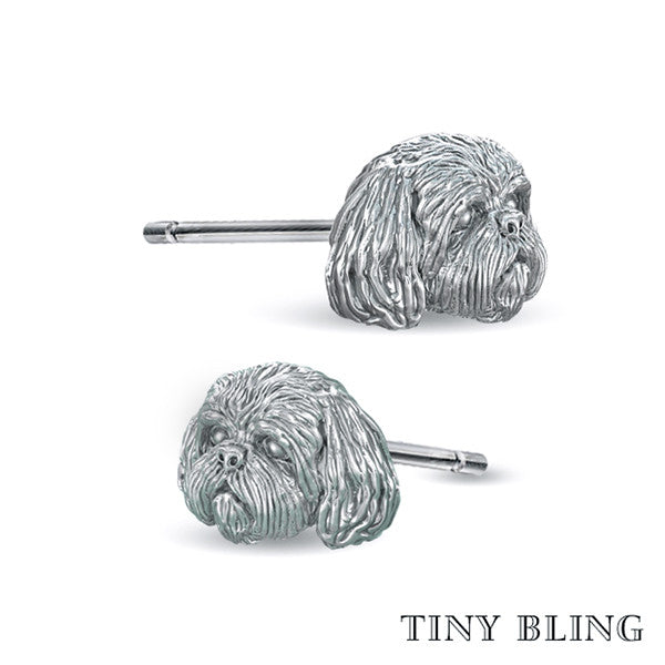 Shih Tzu Face Earring Studs - TINY BLING