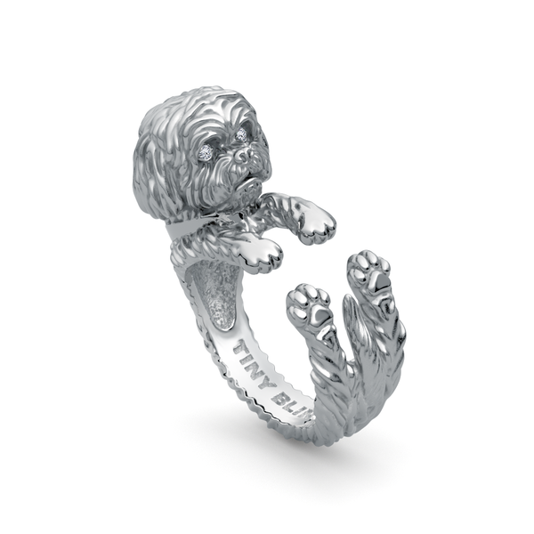 Shih Tzu Puppy Cut Diamond Cuddle Wrap Ring
