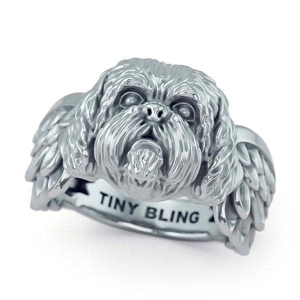 Shih Tzu Angel Wings Memorial Ring