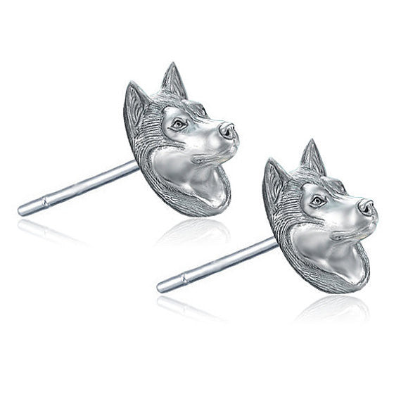 Siberian Husky Breed Face Earring Studs