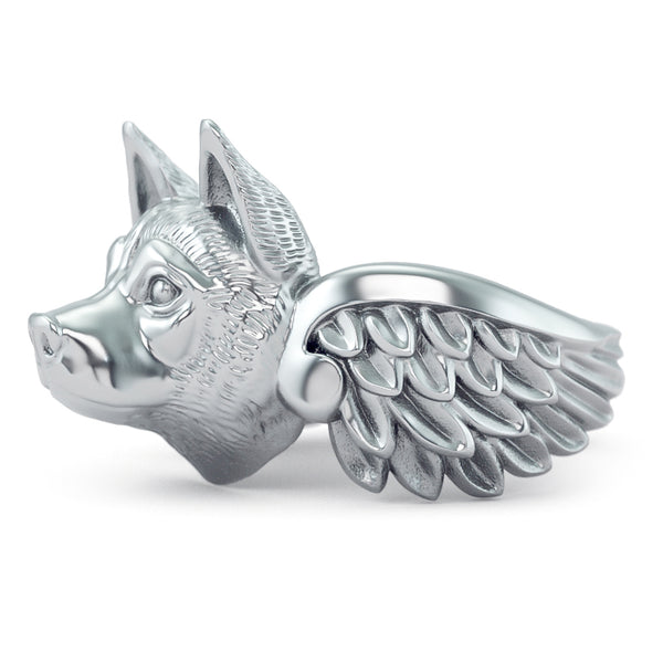 Siberian Husky Angel Wings Memorial Ring