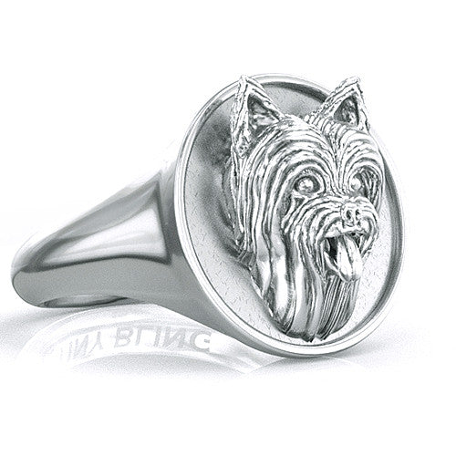 Yorkshire Terrier Classic Round Signet Ring