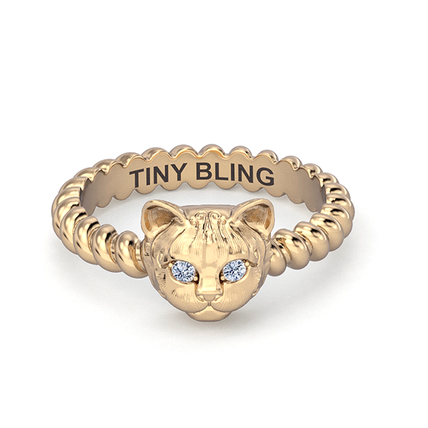 Diamond Cat Breed Twisted Wire Rope Ring