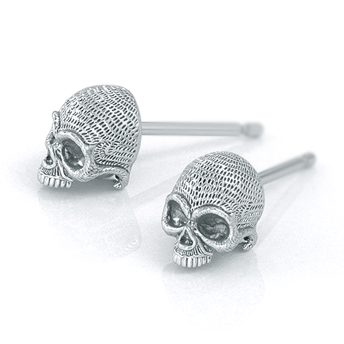 Micro Skull Earring Studs Silver