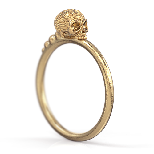 Maddow Stackable Skull Ring 14k Gold Yellow