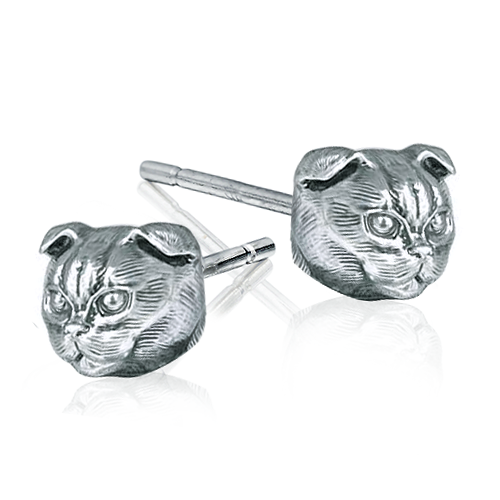 Olivia Swift- Scottish Fold Cat Breed Face Earring Studs