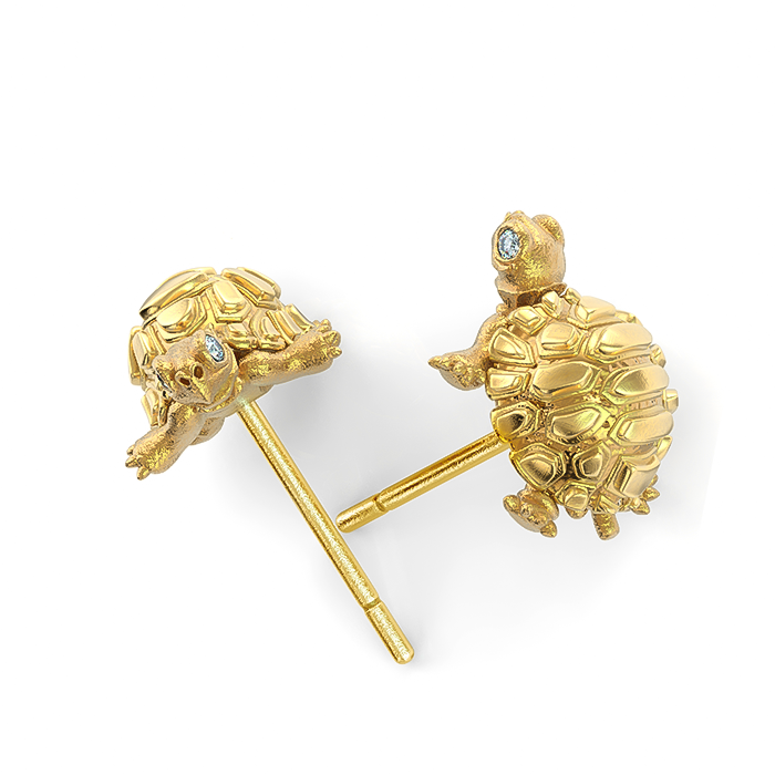 Madagascar Tortoise Diamond Earring Studs