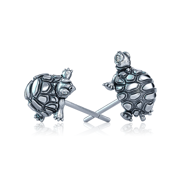 Madagascar Tortoise Diamond Earring Studs