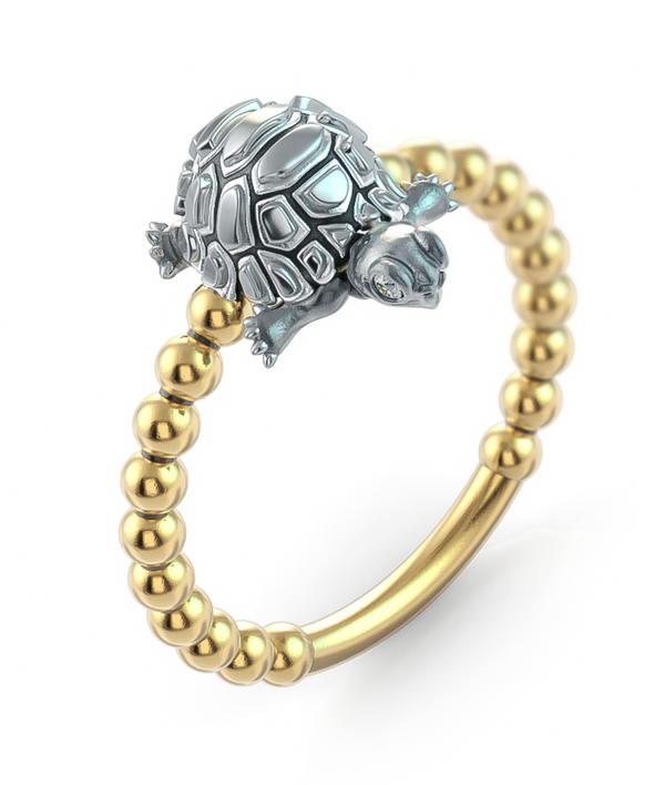 Madagascar Tortoise Diamond Bead Ring